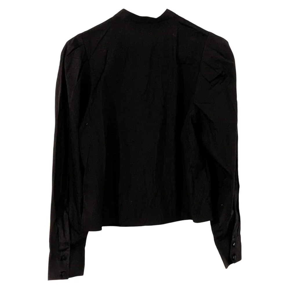 Madewell NW627 Puff Sleeve Band Collar Button Down Shirt Brown XXS NWT $80 - Picture 4 of 10